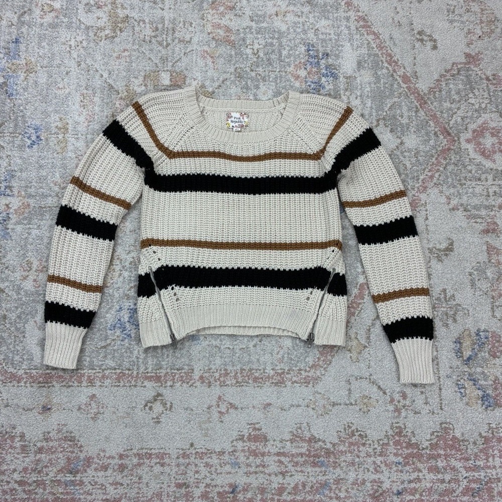 Pink Republic Cropped Striped Sweater Small Earth Tone Cyber Y2K Chunky Goth S